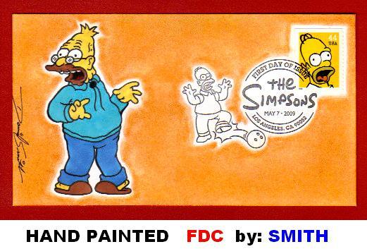 Simpsons FDC Grampa Simpson Cover Hand Painted Smith