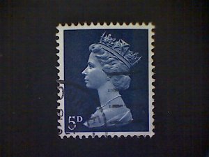 Great Britain, Scott #MH8, used(o), 1969 Machin: Queen Elizabeth II, 5d, blue