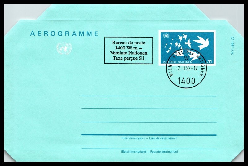 UN Vienna UC4 Aerogramme U/A FDC