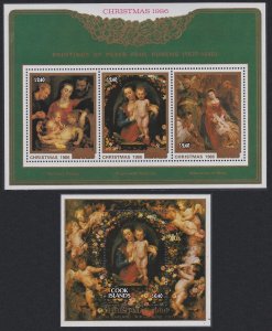 Cook Is. Paintings by Rubens Christmas 2 MSs 1986 MNH SC#922-923