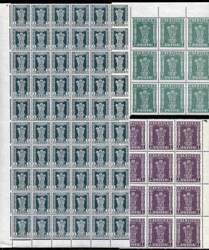 INDIA OFFICIALS SCOTT#O137/50 LOT OF  60 CPL SETS MINT NEVER HINGED--SCOTT $396