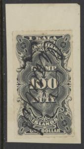 Hawaii R3 used on paper w/pen cancel - 1 dollar revenue stamp