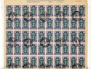 SPAIN; 1940 early Zaragoza Catherdral issue used 10c. FULL CTO SHEET