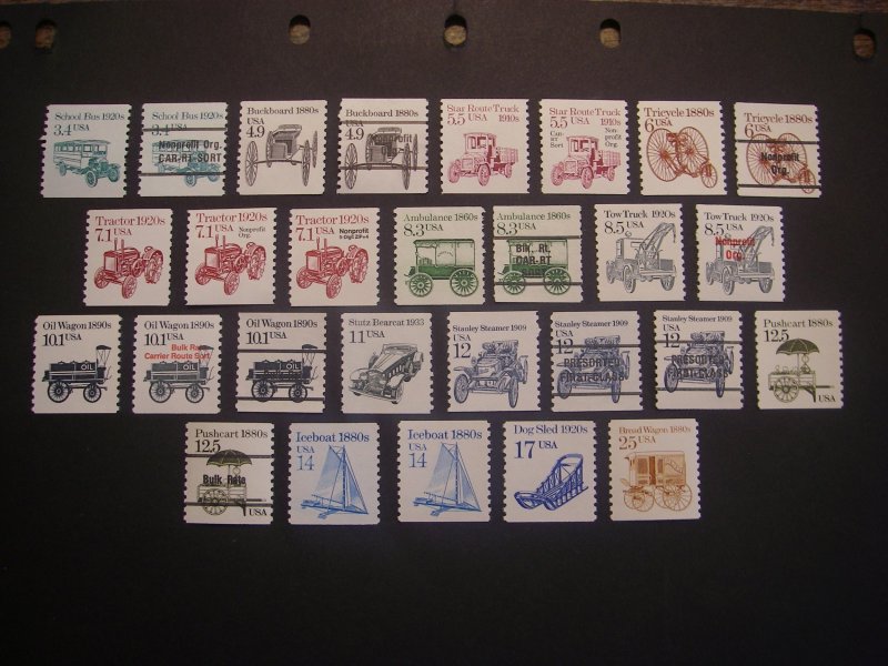 Scott 2123 - 2136 - TRANSPORTATION COILS II - 28 different MNH Singles