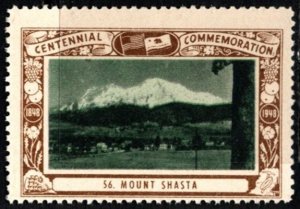 1948 US Poster Stamp California Centennial Commemoration # 56 Mount Shasta