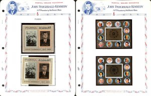 Fujeira Stamp Collection on 12 White Ace Pages, John Kennedy