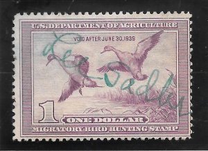 #RW5 Used 1938 Federal Duck Stamp