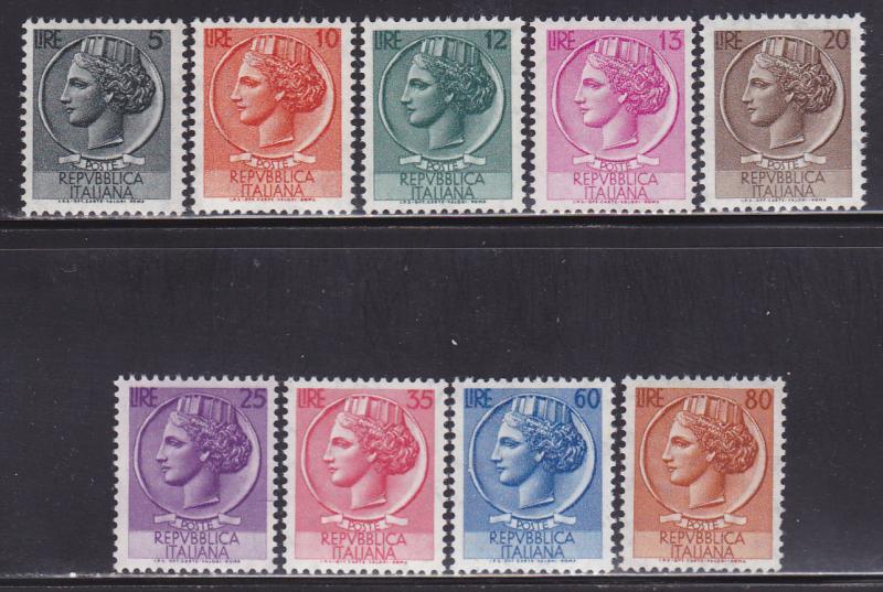 Italy Scott # 626-633 VF never hinged nice colors scv $ 150 ! see pic !