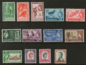 Malaya Sarwark 1955 QEII Sc 197-209 MH