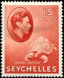 Seychelles SC# 133a Giant Tortoise 15c  Chalky Paper MH