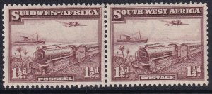 Sc# 110 SWA 1937 Mail Transport Train / Plane 1½ pence pair issue MLH CV: $30