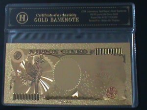 ​JAPAN-ONE MILLION YAN-24K GOLD REPLICA NOTE WITH CERITIFICATE OF AUTHENICITY