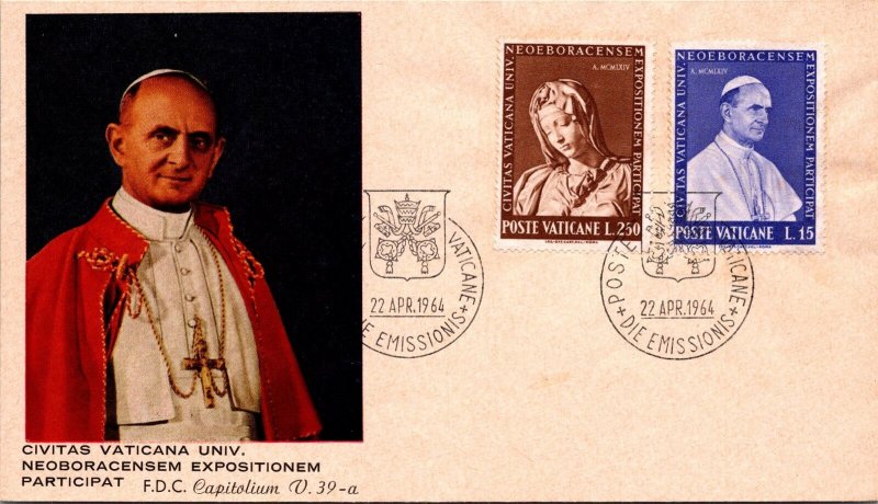 Vatican FDC 1964 - Uni. NY Exposition Shares - Capitolium Cachet - F30799 