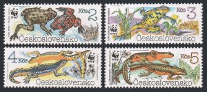 Czechoslovakia 2748-2751, MNH. Michel 3007-3010. WWF 1989. Toads and Newts.