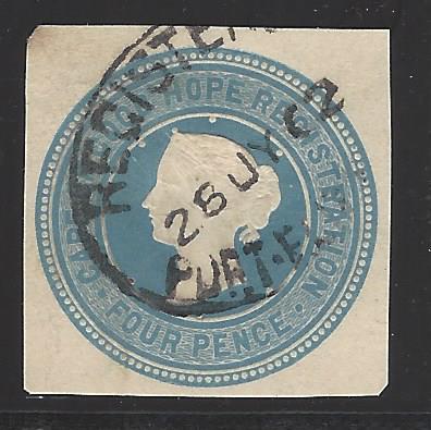 Cape of Good Hope H&G # C2, cut square pse reg.envelope, used, issued 1884