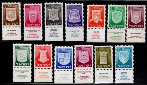 ISRAEL Scott 276-288 MNH** 1966 Arms stamps short set 13/16 with tabs