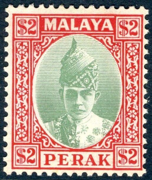 MALAYA PERAK-1940 $2 Green & Scarlet.  A lightly mounted mint example Sg 120