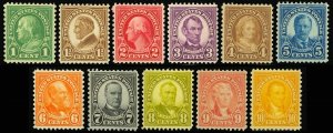 632-42 (no 634a) 1926-28 Famous Americans Rotary Press Printing Set of 11 Stamps