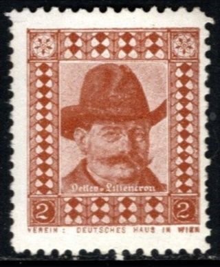 Vintage Germany Poster Stamp Poet Detlev von Liliencron Unused