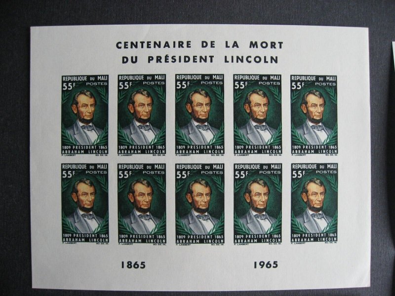 MALI Sc 72-3 Lincoln MNH imperf sheets of 10 ex Bileski PLZ read description!