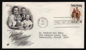 #1455 8c Family Planning, Art Craft-PCS FDC **ANY 5=FREE SHIPPING**