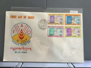 Burma 1984 FDC World Food Day  stamp cover R29047