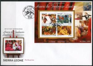 SIERRA LEONE  2015 HENRI TOULOUSE-LAUTREC   PAINTINGS   SHEET  FDC