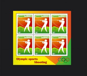 Stamps. Sports. Shooting Djibouti 2022 year , 1  sheet 6 stamps perforated