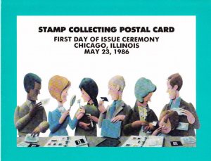 USPS 1st Day Ceremony Program #UX110 Stamp Collecting Postal Card AMERIPEX 1986