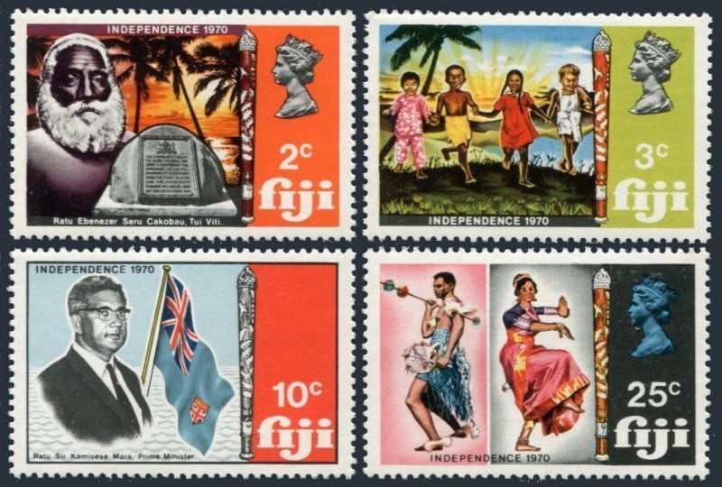 Fiji 297-300,MNH.Michel 269-272. Independence,1970.Leaders,Flag,Dancers. 