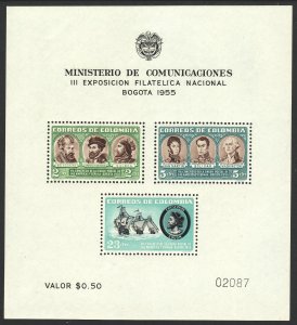 1955 Columbia souvenir sheet 7th Congrees of Postal Union MNH Sc# 642a CV $24.