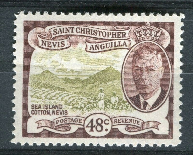 ST.KITTS NEVIS; 1950s early GVI issue fine Mint hinged 48c. value 