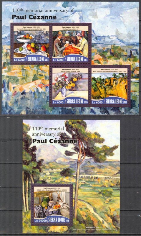 Sierra Leone 2016 Art Paintings Paul Cezanne Sheet + S/S MNH