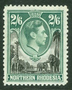 SG 41 Northern Rhodesia 1938-42. 2/6 black & green. Fine unmounted mint CAT £18