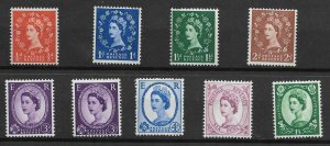 Wilding Violet 8mm Phosphor Upright set 9 UNMOUNTED MINT/MNH 