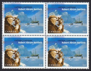 HISTORY = NORTH POLE * CAPTAIN BARTLETT, SHIP = CANADA 2009 #2337 Block of 4 MNH