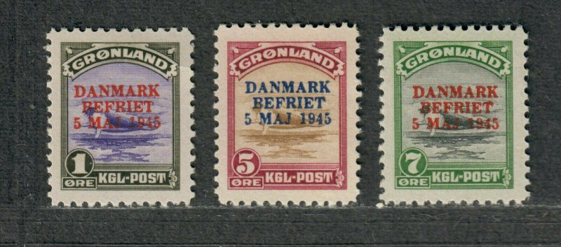 Greenland Sc#19-21 M/H/VF, Signed Stamps, Cv. $225