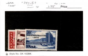 Saar -Germany, Postage Stamp, #257-259 Mint NH, 1955 (AC)