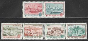 Hungary #2180a, 2182a, 2184a ~ Cplt Set 6 ~ 3prs ~ Budapest ~ Ucto, HMR (1972)