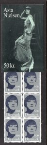 Denmark Sc 1051 1996 5.0 kr Asta Nielsen Europa stamp booklet of 10 mint  NH