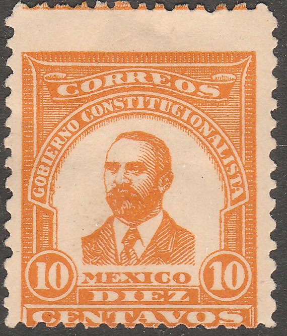 MEXICO 10¢ 1914 MADERO ESSAY RED ORANGE NEVER ISSUED ROUGH RO MINT NH VF.(1124)
