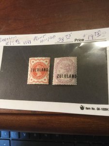 Zululand Scott #1 & #2 Mint Hinged Classic British Colony Stamps! Super Name!