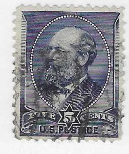 US # 216 5c Garfield,indigo, (U) CV $17.50