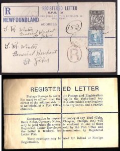 Newfoundland cover #11256-reg'd envelope-rounded flap [RE1]- Bl