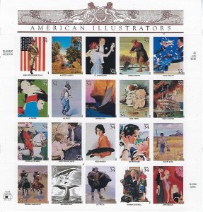 US #3502 2001 AMERICAN ILLUSTRATORS PANE OF 20 34C STAMPS-MINT NEVER HINGED