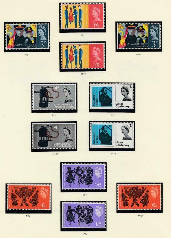 GB COMPLETE VF-MNH PHOSPHOR ISSUES TO BATTLE OF BRITAIN (LH) RED X ETC CV $258+