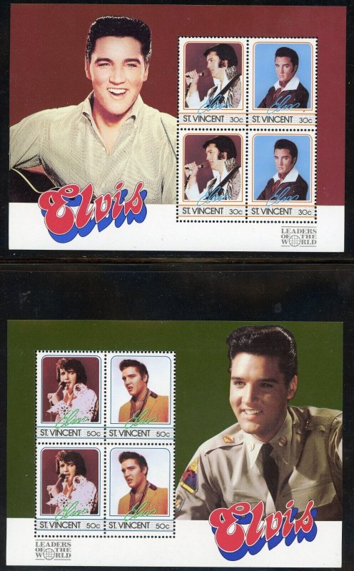 British 1985 St Vincent Elvis Presley QE2 Scott 878-81 Souvenir Sheet MNH T914