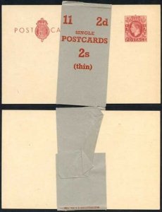 CP104A KGVI 2d Brown Post Office Issue Postcard on Buff Card Mint with band