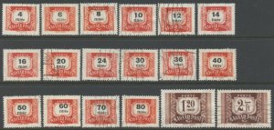 HUNGARY Sc#J228-J245 1958 Postage Dues Complete Set Used