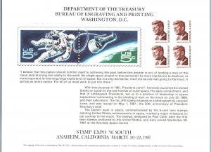 ENGRAVED SOUVENIR CARD OF B4 JOHN F. KENNEDY AT STAMP EXPO '81 SOUTH ANAHEIM CAL